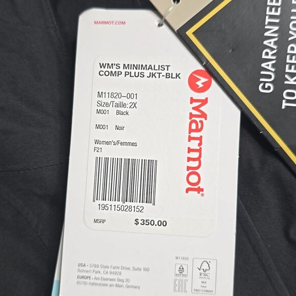 NWT Womens Marmot Minimalist GORE-TEX Component Jacket Sz 2X Black - Picture 8 of 15